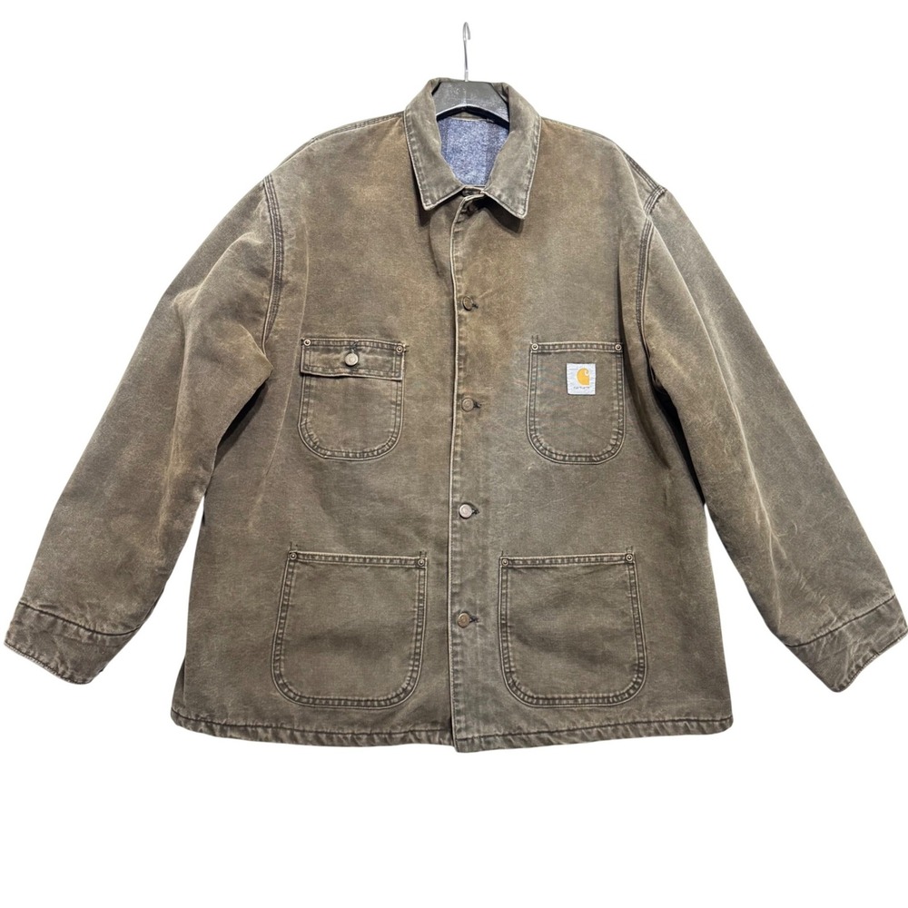 Carhartt Chore Coat Mens XL Chestnut Brown Faded Blanket Lined Vintage
